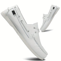 Herren Bootschoenen | Veganes Leder | Slip-On | Einfarbig | Robust | Grip-Weiß-40-Luzern Mode