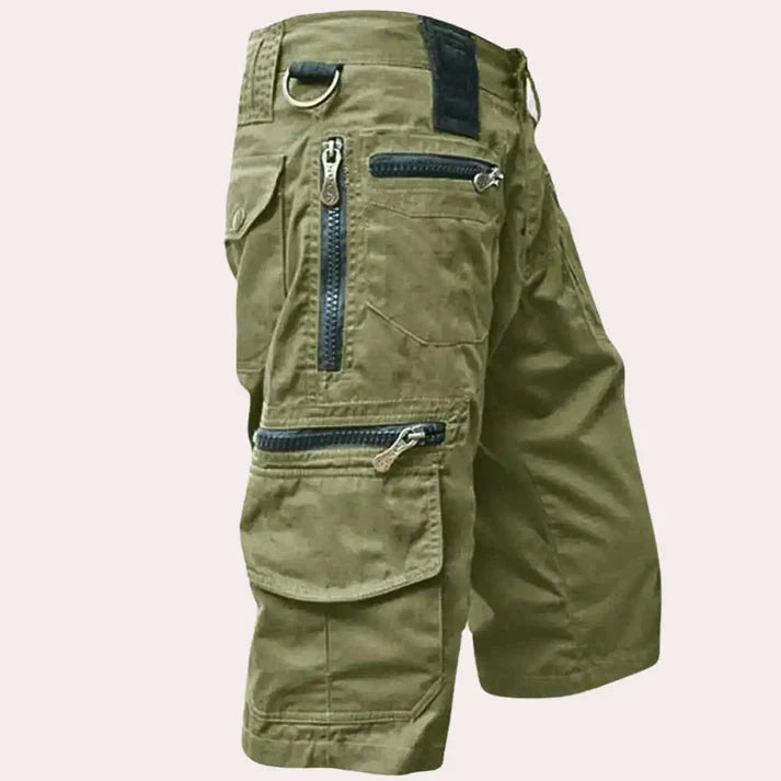 Herren-Cargo-Shorts | Locker | Knielang | Robust | Einfarbig | Taschen-Hellgrün-XS-Luzern Mode