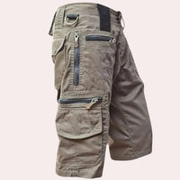 Herren-Cargo-Shorts | Locker | Knielang | Robust | Einfarbig | Taschen-Khaki-XS-Luzern Mode
