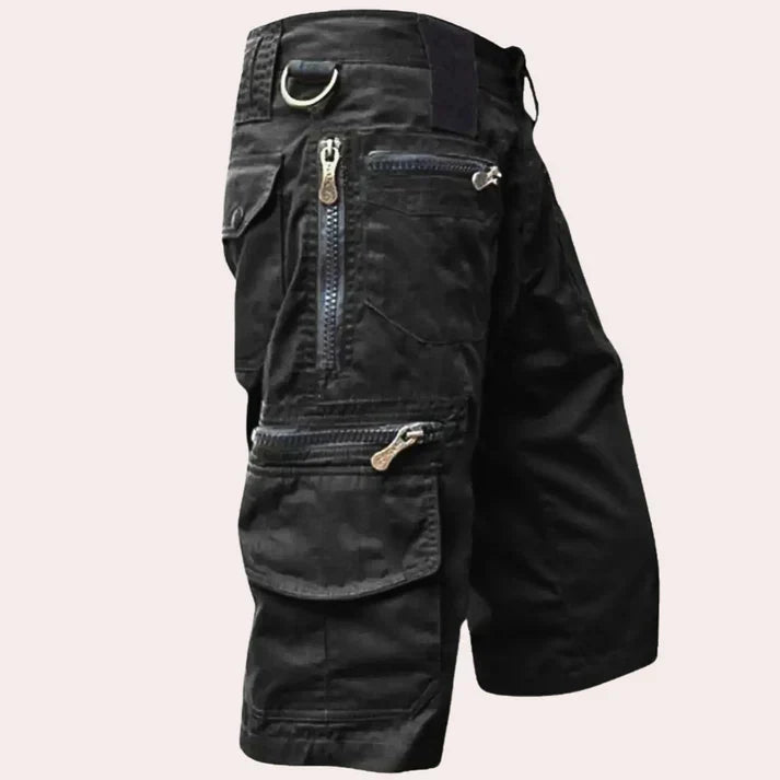 Herren-Cargo-Shorts | Locker | Knielang | Robust | Einfarbig | Taschen-Schwarz-XS-Luzern Mode