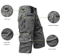 Herren Cargo-Shorts | Reißverschluss | Taschen | Robust | Einheitlich | Reguläre Passform-Luzern Mode
