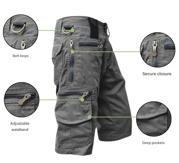 Herren Cargo-Shorts | Reißverschluss | Taschen | Robust | Einheitlich | Reguläre Passform-Luzern Mode