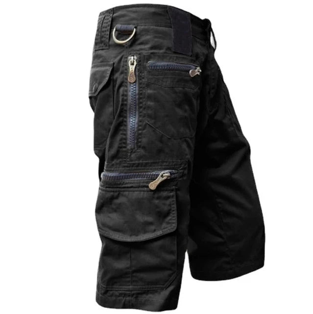 Herren Cargo-Shorts | Reißverschluss | Taschen | Robust | Einheitlich | Reguläre Passform-Schwarz-S-Luzern Mode
