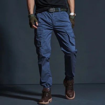 Herren Cargohose mit Taschen - Bequeme Outdoor-Hose-Blau-S-Luzern Mode