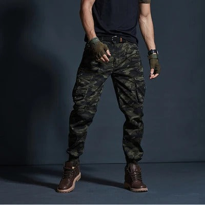 Herren Cargohose mit Taschen - Bequeme Outdoor-Hose-Dunkelgrün-S-Luzern Mode