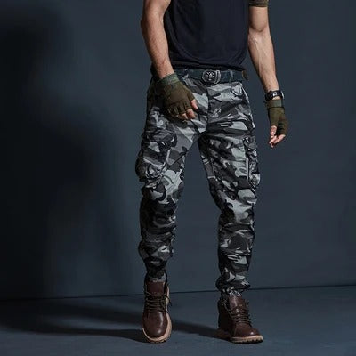 Herren Cargohose mit Taschen - Bequeme Outdoor-Hose-Grau-S-Luzern Mode