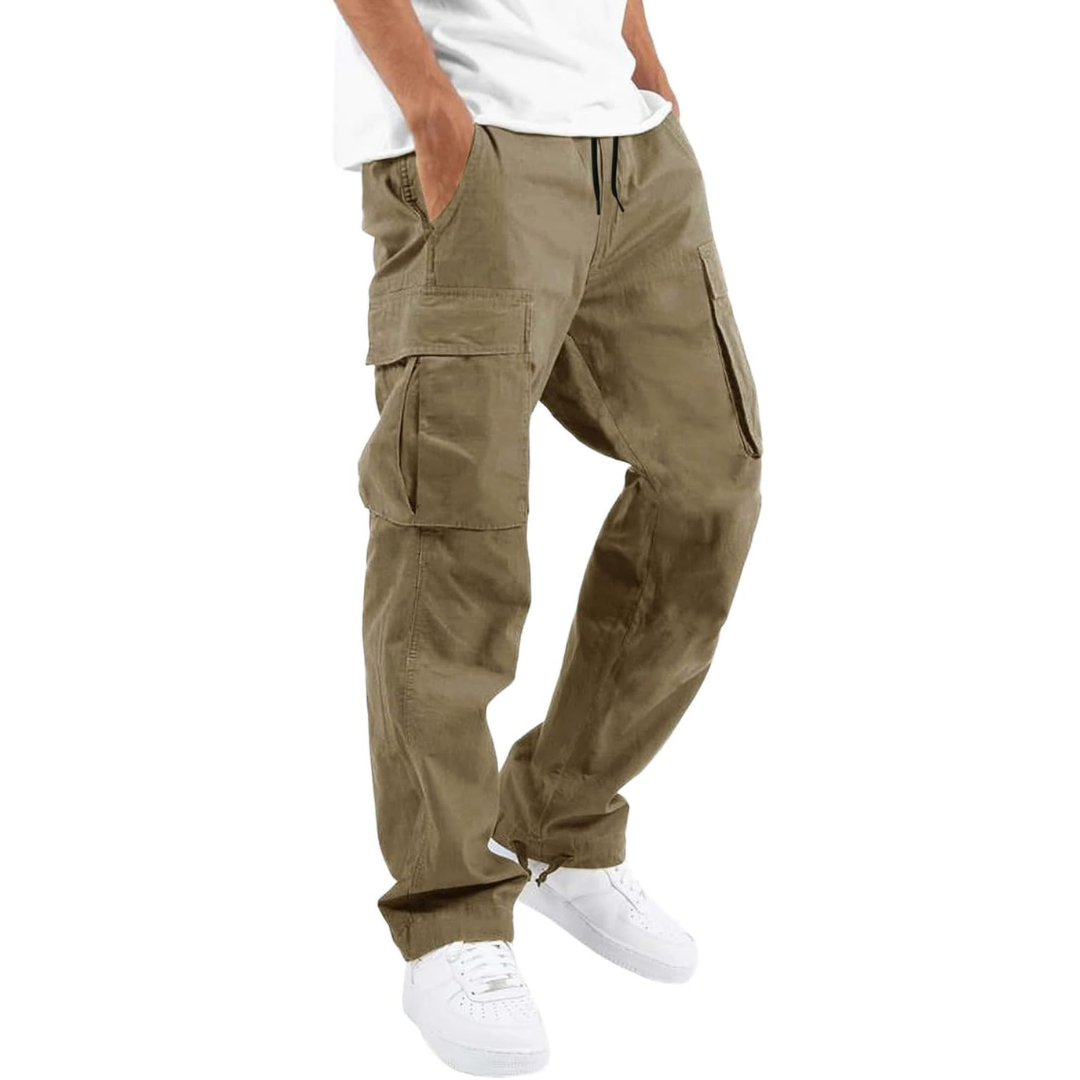 Herren Cargohose mit Taschen - Bequeme Freizeithose-Beige Grau-S-Luzern Mode
