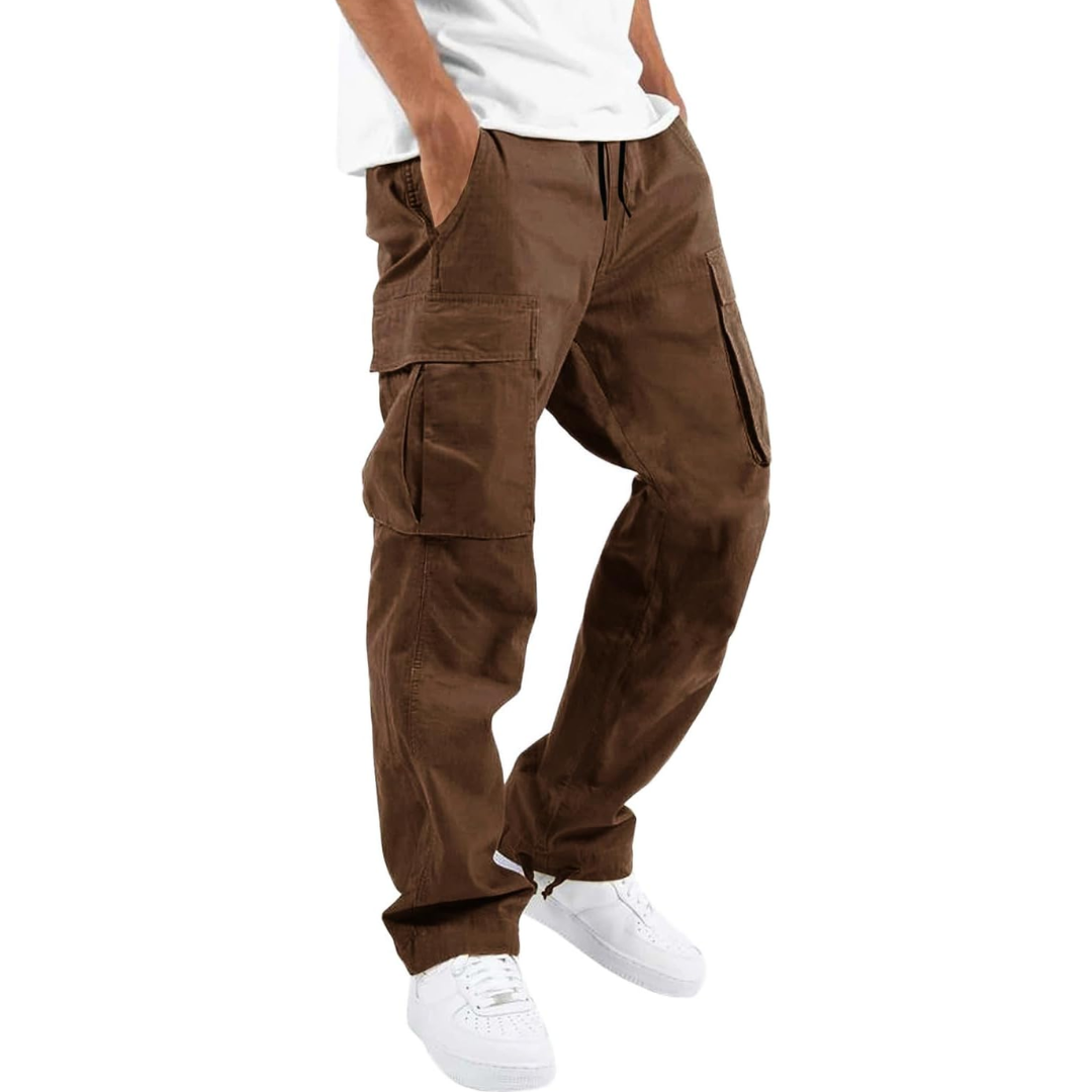 Herren Cargohose mit Taschen - Bequeme Freizeithose-Braun-S-Luzern Mode