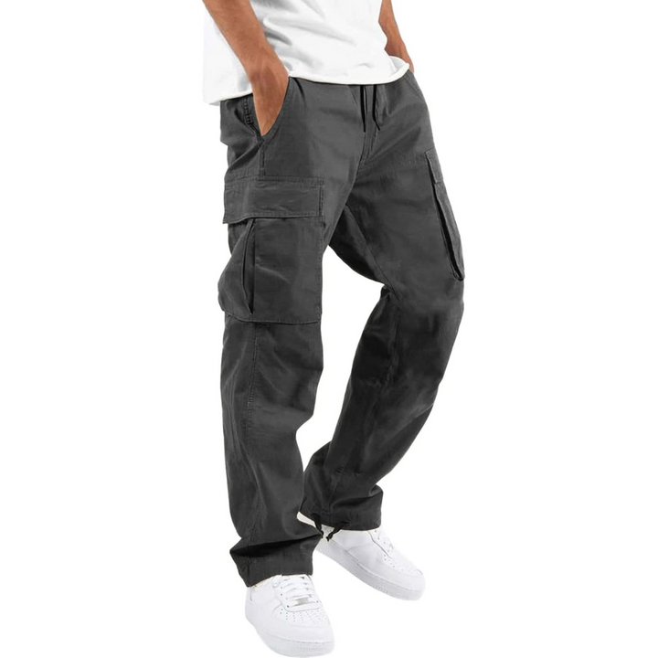 Herren Cargohose mit Taschen - Bequeme Freizeithose-Dunkelgrau-S-Luzern Mode