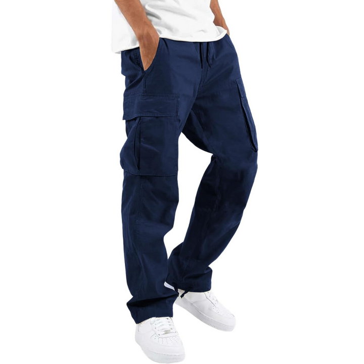 Herren Cargohose mit Taschen - Bequeme Freizeithose-Marineblau-S-Luzern Mode