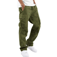Herren Cargohose mit Taschen - Bequeme Freizeithose-Olivgrün-S-Luzern Mode
