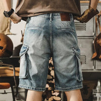 Herren Denim Cargo Shorts | Retro Look | Motorradstil | Sommer | Robust | Trendy-Luzern Mode