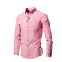 Herren Langarmhemd mit Streifenmuster und Knopfleiste-Rosa-S-Luzern Mode