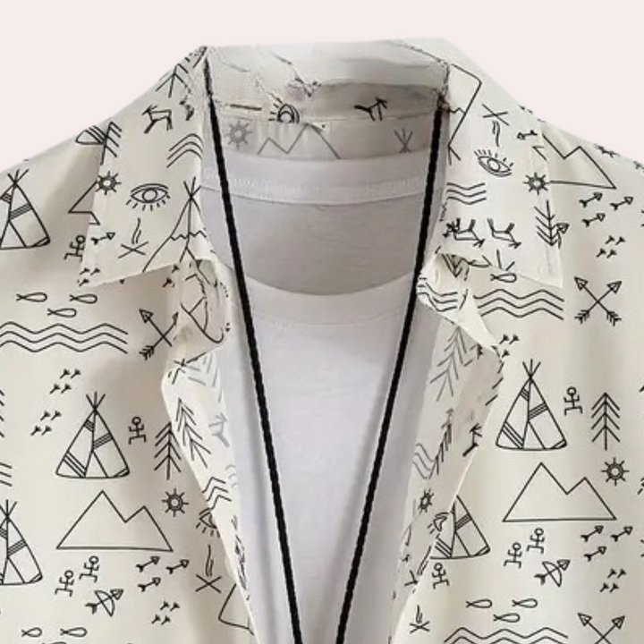 Herren Freizeithemd mit geometrischem Muster - Kurzarm-Luzern Mode