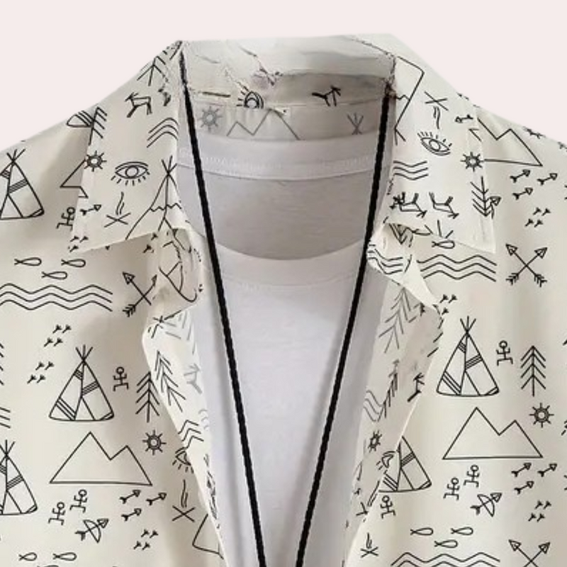 Herren Freizeithemd mit geometrischem Muster - Kurzarm-Luzern Mode
