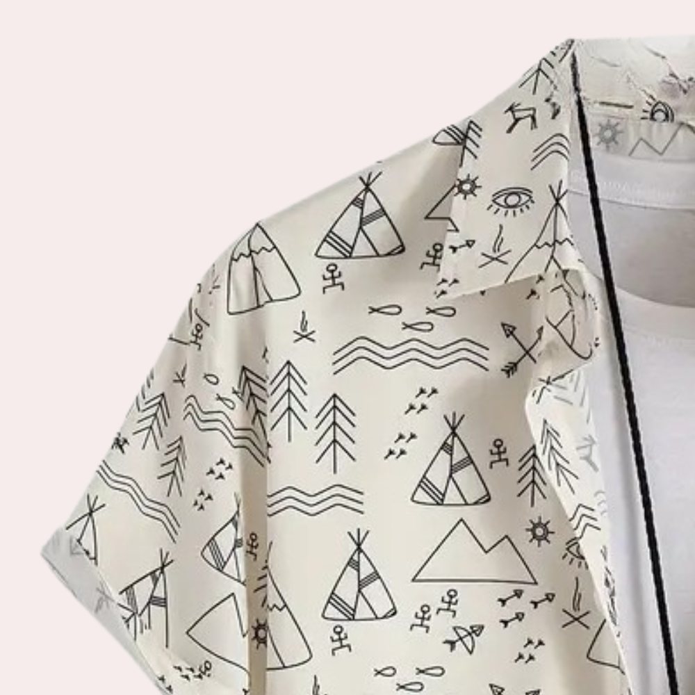 Herren Freizeithemd mit geometrischem Muster - Kurzarm-Luzern Mode