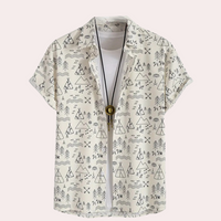 Herren Freizeithemd mit geometrischem Muster - Kurzarm-S-Luzern Mode