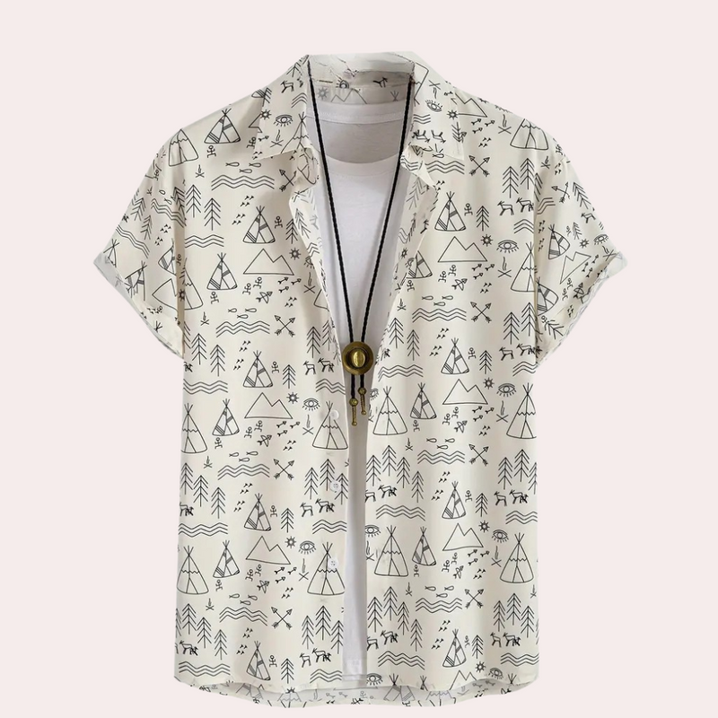 Herren Freizeithemd mit geometrischem Muster - Kurzarm-S-Luzern Mode
