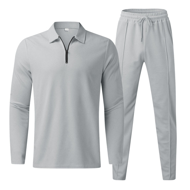 Herren Bekleidungset | 2-teilig | Hose | Shirt | Lange Ärmel | Einfarbig-Grau-S-Luzern Mode