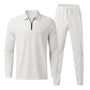 Herren Bekleidungset | 2-teilig | Hose | Shirt | Lange Ärmel | Einfarbig-Weiß-S-Luzern Mode