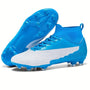 Herren Fußballschuhe | Hohe Knöchel | Grip | Schnürung | Noppen-Blau Weiß-39-Luzern Mode