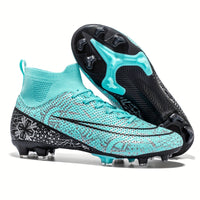 Herren Fußballschuhe | Hohe Knöchel | Grip | Schnürung | Noppen-Himmelblau-39-Luzern Mode