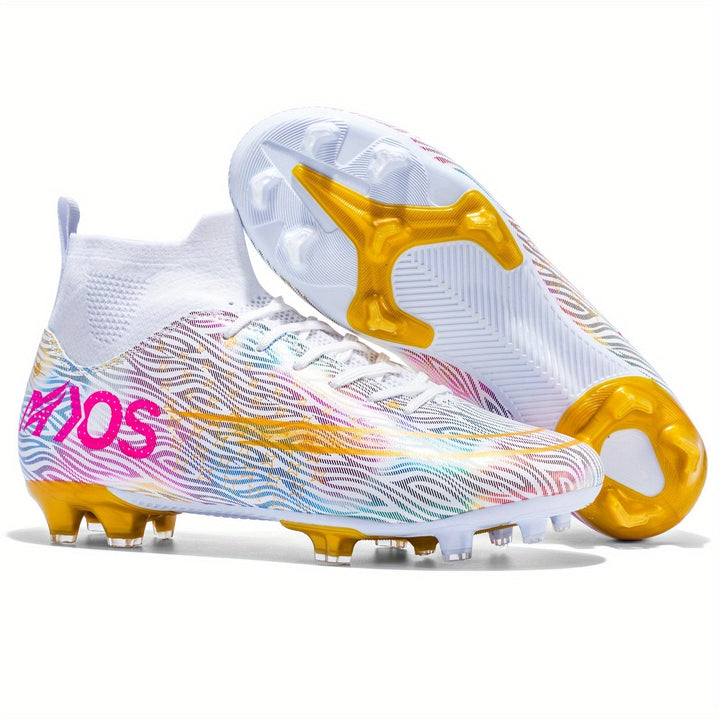 Herren Fußballschuhe | Hohe Knöchel | Grip | Schnürung | Noppen-Milchig-39-Luzern Mode
