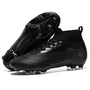 Herren Fußballschuhe | Hohe Knöchel | Grip | Schnürung | Noppen-Schwarz-39-Luzern Mode