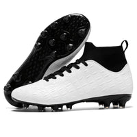 Herren Fußballschuhe | Hohe Knöchel | Grip | Schnürung | Noppen-Weiß-39-Luzern Mode