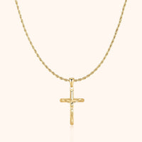 Herren-Halskette mit Kreuz | Glauben Stilvoll Robust Langlebig Silber Gold-Gold-Luzern Mode