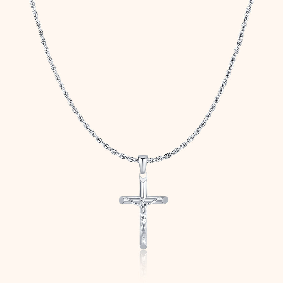 Herren-Halskette mit Kreuz | Glauben Stilvoll Robust Langlebig Silber Gold-Silber-Luzern Mode