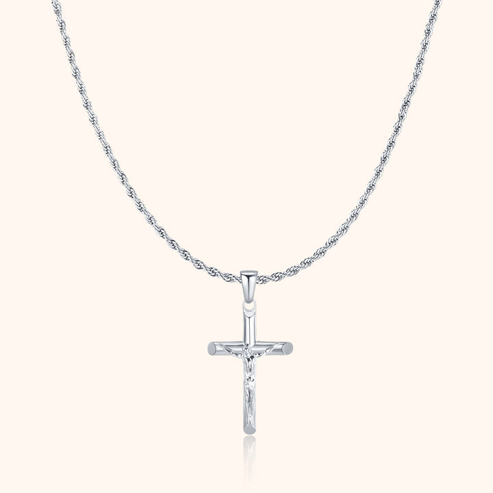 Herren-Halskette mit Kreuz | Glauben Stilvoll Robust Langlebig Silber Gold-Silber-Luzern Mode