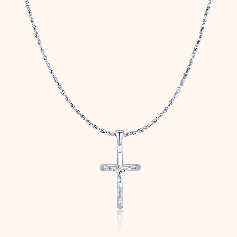 Herren-Halskette mit Kreuz | Glauben Stilvoll Robust Langlebig Silber Gold-Silber-Luzern Mode