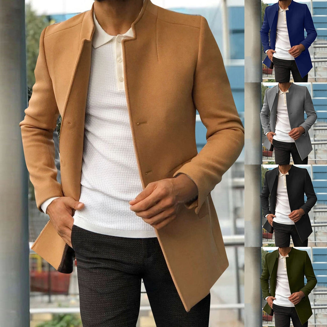 Herrenjacke | Herbst | Winter | Knöpfe | Tweed | Tailliert | Unifarben-Luzern Mode