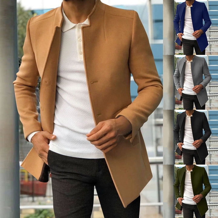 Herrenjacke | Herbst | Winter | Knöpfe | Tweed | Tailliert | Unifarben-Luzern Mode