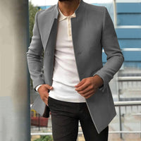 Herrenjacke | Herbst | Winter | Knöpfe | Tweed | Tailliert | Unifarben-Grau-S-Luzern Mode