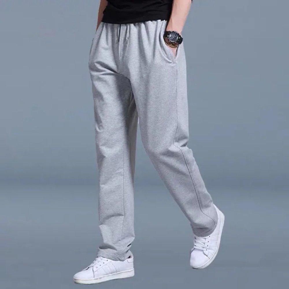 Oversized Herren Jogginghose mit Taschen - Bequeme Sporthose-Hellgrau-M-Luzern Mode