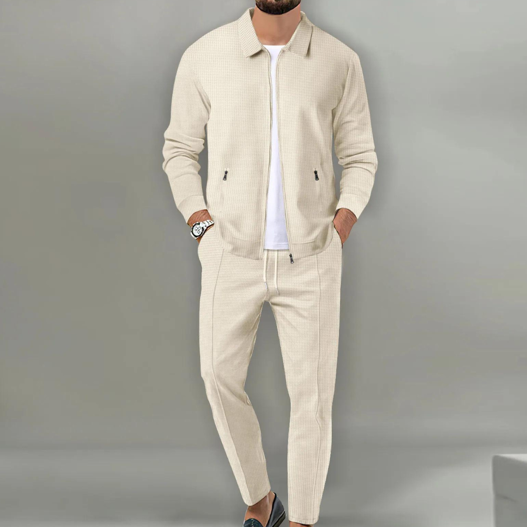 Herren Anzug Set: Stilvolle Jacke und Hose Kombination-Beige-S-Luzern Mode