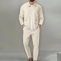 Herren Anzug Set: Stilvolle Jacke und Hose Kombination-Beige-S-Luzern Mode