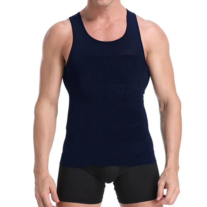 Herren Kompressions Unterhemd | Einfarbig | Atmungsaktiv | Nahtlos-Blau-S-Luzern Mode