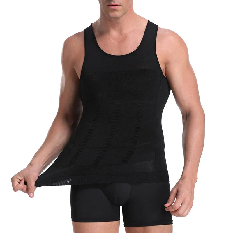 Herren Kompressions Unterhemd | Einfarbig | Atmungsaktiv | Nahtlos-Schwarz-S-Luzern Mode