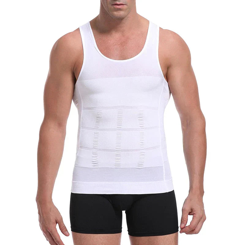 Herren Kompressions Unterhemd | Einfarbig | Atmungsaktiv | Nahtlos-Weiß-S-Luzern Mode