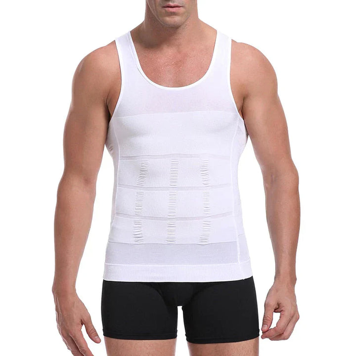 Herren Kompressions Unterhemd | Einfarbig | Atmungsaktiv | Nahtlos-Weiß-S-Luzern Mode