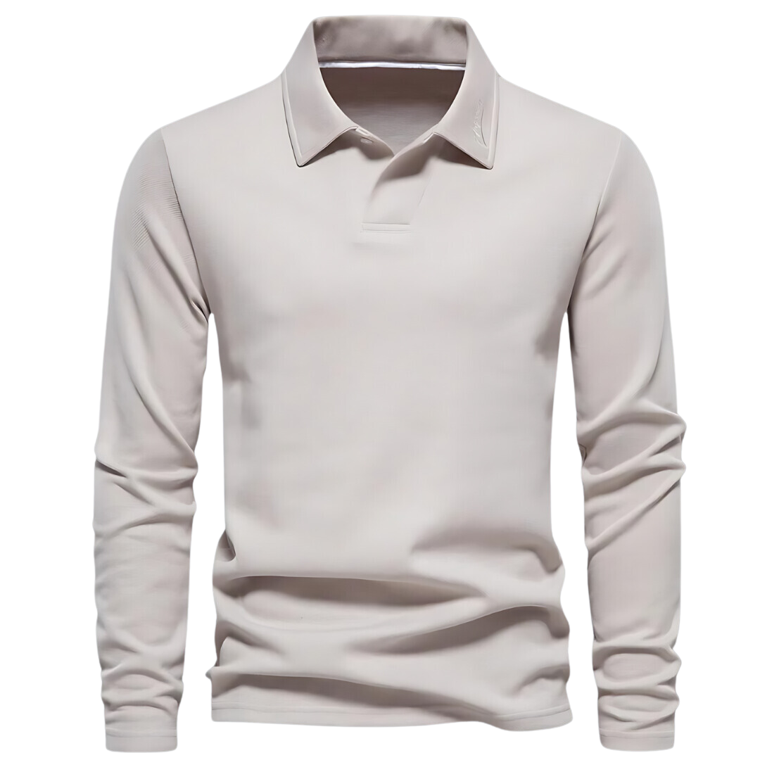 Herren Langarm Poloshirt für Business und Freizeit-Beige-S-Luzern Mode