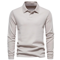 Herren Langarm Poloshirt für Business und Freizeit-Beige-S-Luzern Mode