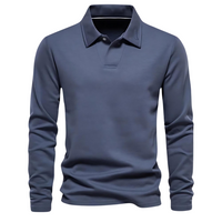Herren Langarm Poloshirt für Business und Freizeit-Blau-S-Luzern Mode