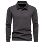 Herren Langarm Poloshirt für Business und Freizeit-Dunkelgrau-S-Luzern Mode