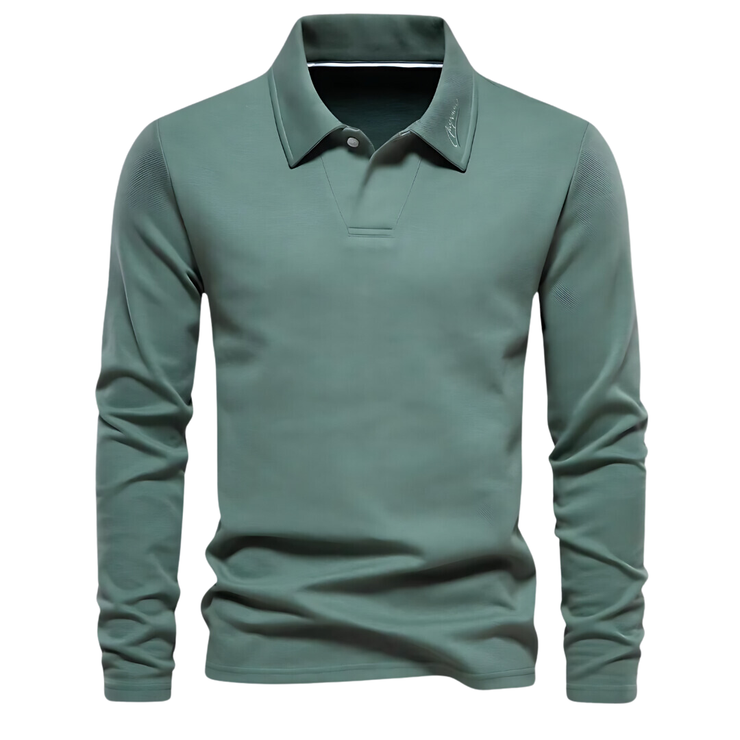 Herren Langarm Poloshirt für Business und Freizeit-Grün-S-Luzern Mode
