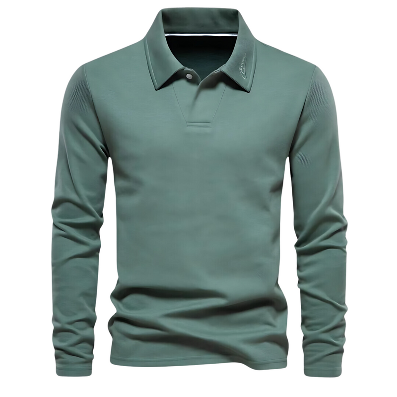 Herren Langarm Poloshirt für Business und Freizeit-Grün-S-Luzern Mode