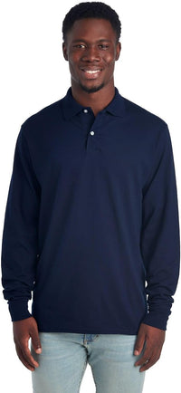 Langarm Herren Poloshirt - Bequemes Freizeitoberteil-Dunkelblau-S-Luzern Mode